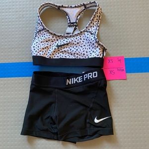 Nike pro set back and white girls YXS